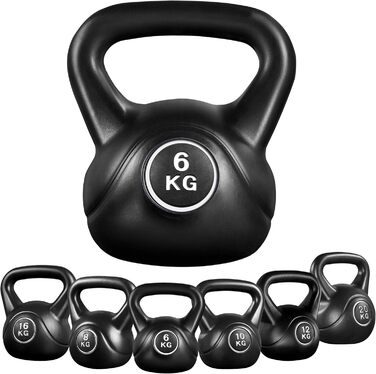 Гиря Yaheetech Kettlebell Sport з пластиковою обшивкою 6-20 кг Обважнювачі для махових гантелей Гантель для силових тренувань і кросових тренувань (6,0 кілограм)