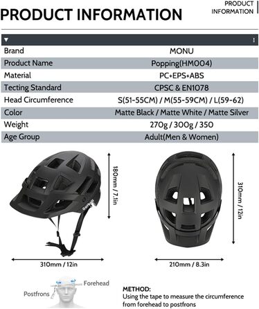 Шолом GarBull Adult MTB, регульований, L(59-62 см), чорний