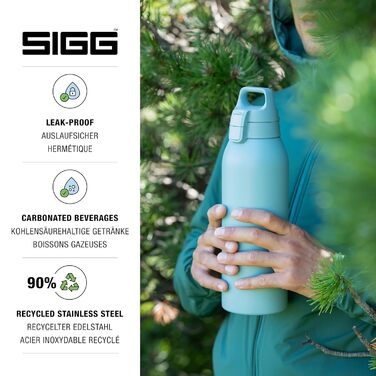 SIGG металева пляшка для води Shield ONE, нержавіюча сталь, для газованих напоїв, герметична, легка, без BPA, 0,75/1 л