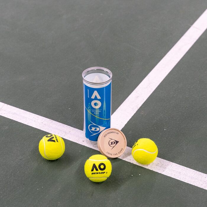 Тенісні м'ячі DUNLOP Australian Open для ґрунту, хардкорту та трави, 3 шт.