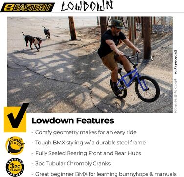 Східні велосипеди Lowdown 20-дюймовий велосипед BMX, високоміцна сталева рама синього кольору