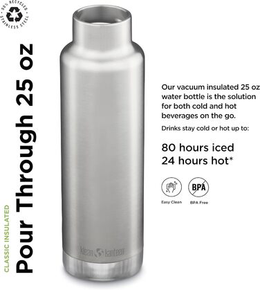 Пляшка для води Klean Kanteen Men's Classic Vi (739 мл, матова нержавійка)