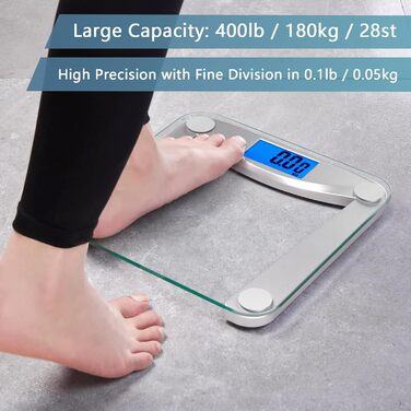 Ваги для ванної кімнати Vitafit Scale Body Fat Scale з додатком 180 кг, шкала складу тіла з Bluetooth, ваги для людей з жиром і м'язовою масою, ІМТ, білок, BMR, чорний (цифрові ваги)