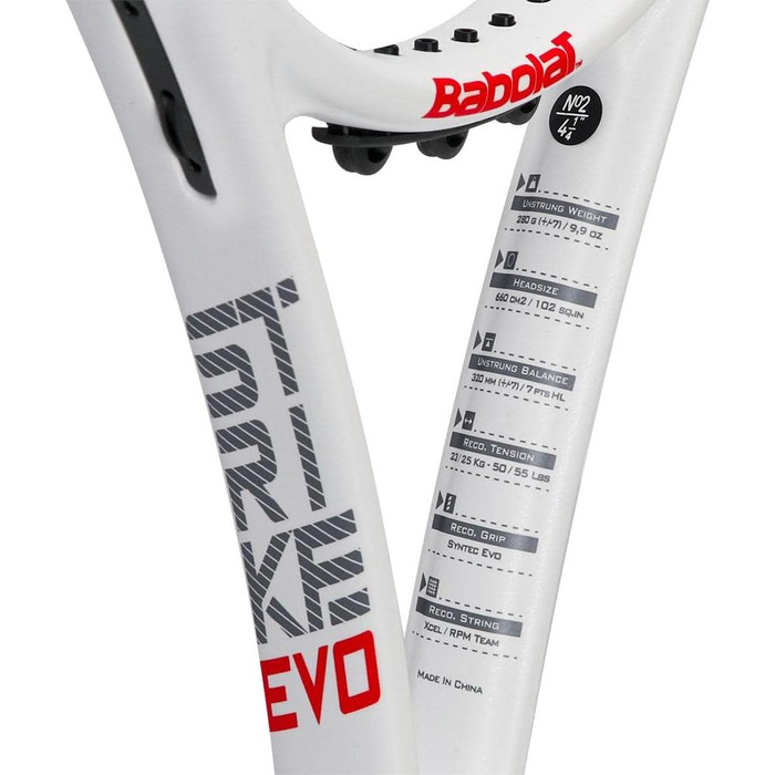 Ракетка Babolat Strike Evo Unstrung, біло-червона-чорна (Blanco)