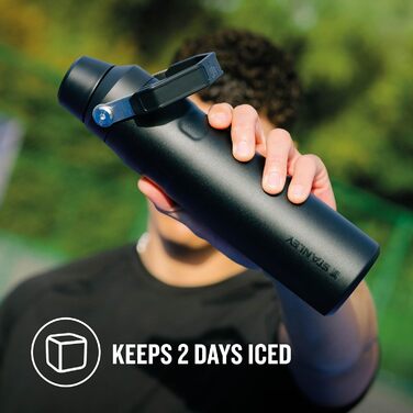 Термос-пляшка Stanley Iceflow Fast Flow 0.6 л, спортивна, зручна для пиття, тримає холод до 10 годин, герметична, без BPA, придатна для миття в посудомийній машині, чорна