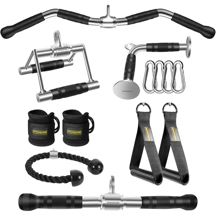 Насадки для тяги Lat Pulldown Combo, аксесуари для тренажерів з грифом для тяги і біцепса, сумісні з більшістю фітнес-станцій, з міцної сталі