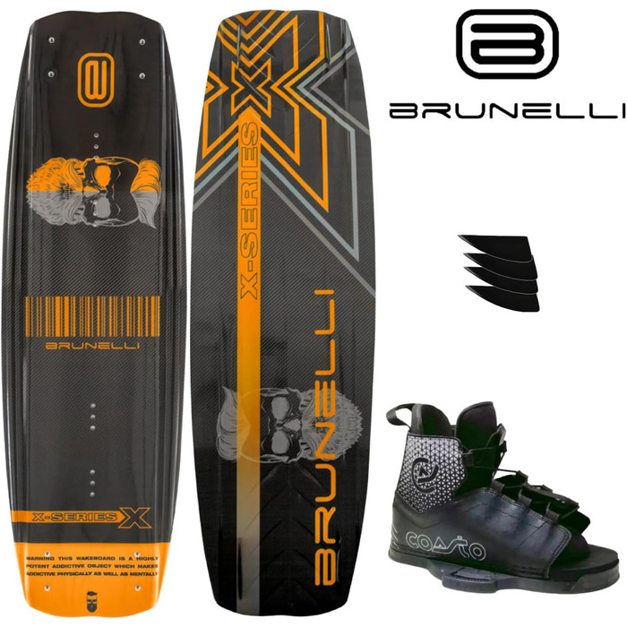 Набір вейкбордів BRUNELLI Carbon 138 см з палітуркою COASTO Diamond Wakeboard помаранчевий