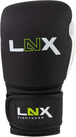 Боксерські рукавички LNX Pro-One шкіряні 14 унцій чорні/білі