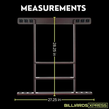 Полиця для більярдного кия Настінне кріплення для палиць для басейну з 16 тримачами для кульок і 6 шматочками крейди гумові кругові накладки та великі затискачі запобігають пошкодженню Компактний аксесуар для більярдного столу для Man Cave (червоне дерево