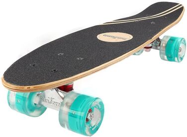 Скейтборд FunTomia Mini-Board Cruiser 57см виготовлений з 7-шарового дерева канадського клена, в т.ч. кулькові підшипники Mach1 ABEC-9 (Orange Skater / з бензиновими світлодіодними колесами)