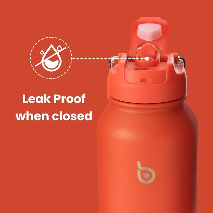 Спортивна пляшка bottlebottle, 1 л, нержавіюча сталь, ізольована, зі зручним трубочкою та контейнером для пігулок, помаранчева