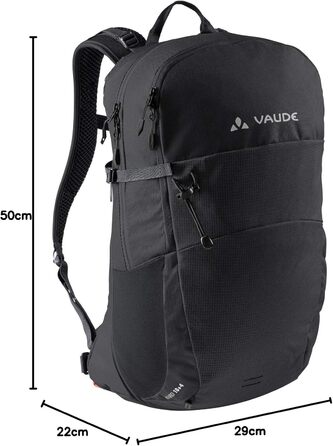 Рюкзак VAUDE Wizard 18+4 чорний, водовідштовхувальний туристичний рюкзак для жінок і чоловіків, зручна система перенесення, органайзер