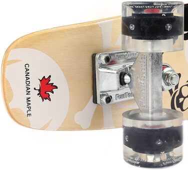 Скейтборд FunTomia Mini-Board Cruiser 57см виготовлений з 7-шарового дерева канадського клена, в т.ч. Mach1 ABEC-9 Кульковий підшипник Білий череп / з чорними світлодіодними колесами