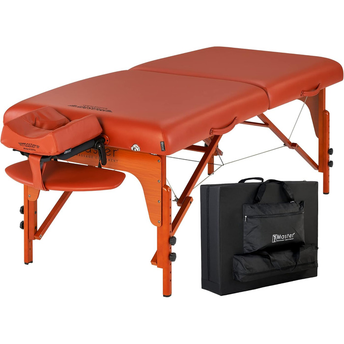 Складаний масажний стіл Master Massage Santana Pro 79 см, пам’ятна піна, реїкі-панелі, для тату і спа, бордовий