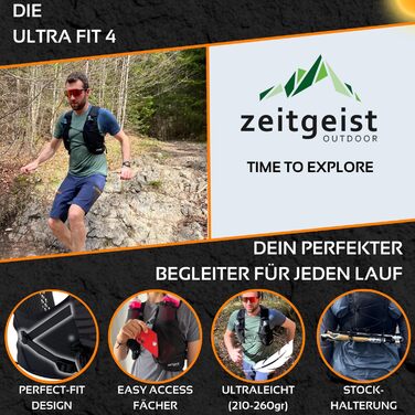 Жилет біговий Zeitgeist OUTDOOR 4 л дихаючий надлегкий (чорний, XS-S)