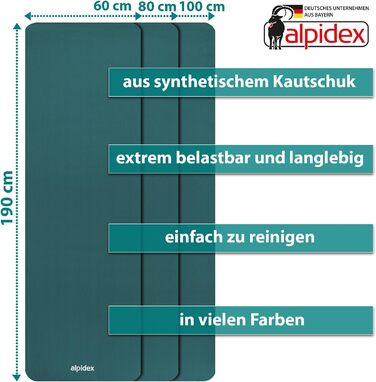 Килимок для йоги ALPIDEX товстий 1,5 см, не ковзає, без фталатів