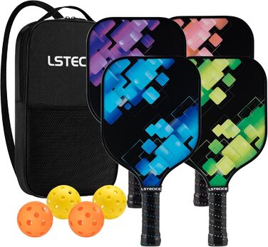 Набір LSTECICE Pickleball: 4 ракетки, 4 м'ячі, сумка, стільниковий сердечник