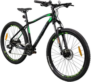 Гірський велосипед Devron Riddle RM1.7 для чоловіків - Alloy Hardtail, 27,5 дюймів, Shimano 3x8, гідравлічне дискове гальмо, універсальний MTB для Adventure Black S