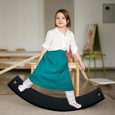 Дерев'яна балансувальна дошка CCLIFE для дітей від 3 років, з EVA-матом, Montessori іграшка 85x30 см, чорна