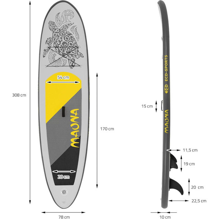 Надувна SUP дошка Maona 308 см, бірюзова/чорна/рожева/сіра/оливкова, з алюмінієвим веслом, комплект для сапсерфінгу, дошка для веслування, серфборд із ПВХ