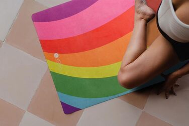 Килимок Yoga Design Lab не ковзає, каучук, з ремінцем (Rainbow)