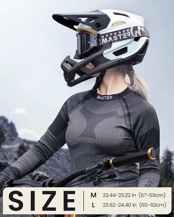 Шолом для гірського велосипеда OutdoorMaster Full Face для чоловіків і жінок - два знімні підборіддя Шолом для гірського велосипеда, вентиляційний легкий гоночний шолом DH BMX MTB (білий, L (60-62 см))