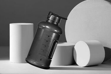 Мотиваційна пляшка для води H2O Capsule INSPO 1,9 л з трубочкою, часовими позначками, зручним ремінцем, BPA-free, Jet Black, герметична, харчовий пластик