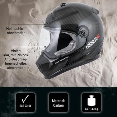 Мотошолом Enduro Carbon Evo XL, сертифікований ECE, карбон, чорний, легкий, з посиленою ударостійкістю, вентиляцією та комфортною підкладкою