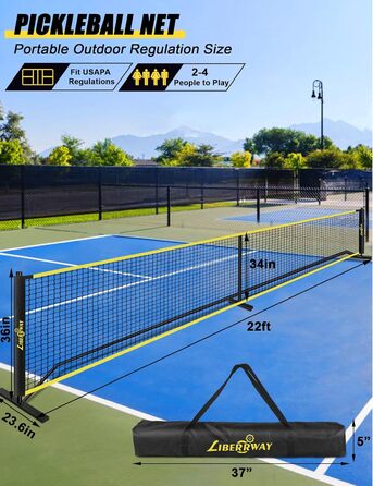 Портативна сітка для піклболу Pickleball Nets Портативна сітка для регулювання на відкритому повітрі 22 фути Pickleball Сітка для під'їзної доріжки Портативна система сіток для тренувань Pickleball