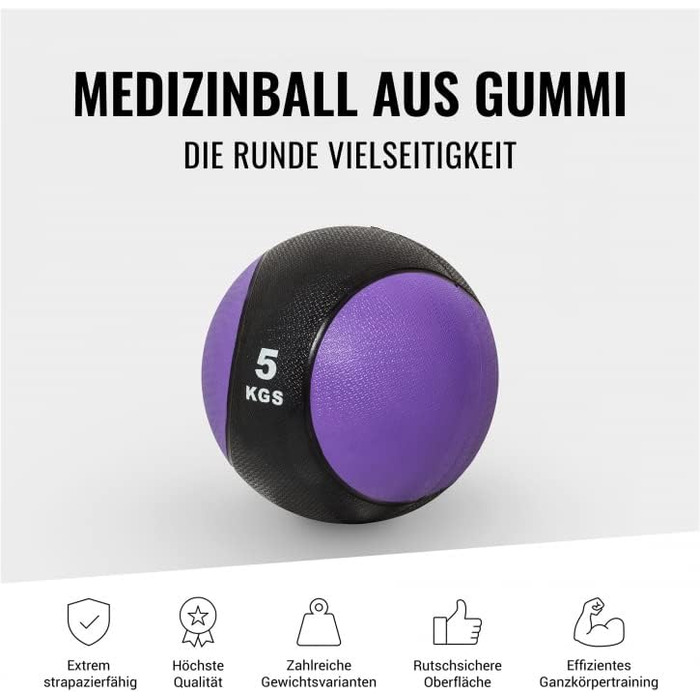 Медичний м'яч GORILLA SPORTS, гумовий, різна вага, для фітнесу, слембол, тренувальний м'яч, нековзка поверхня, вибір кольору