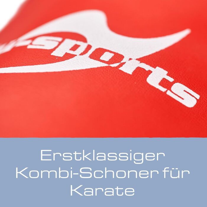 Захист для гомілки та підйому стопи Ju-Sports Karate, червоний, штучна шкіра, для змагань, з піною, розміри S-XL
