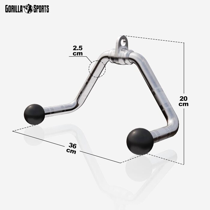 GORILLA SPORTS® рукоятки для кросовера: широкий ричаг, гриф для біцепса і трицепса, SZ-гриф, латтяг, з обертовим шарніром, нековзні, хромовані – аксесуари для тренажерів, тренажер передпліччя