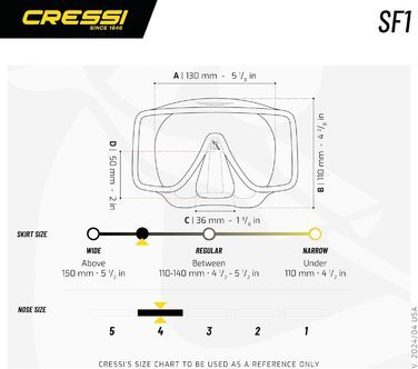 Маска для дайвінгу та снорклінгу Cressi SF1 безрамкова, квадратний дизайн, універсальний розмір для дорослих