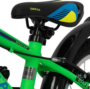 Дитячий велосипед OMEGA BIKES Master для дівчаток та хлопчиків, алюмінієва рама 12-20 дюймів, ручне гальмо, допоміжні колеса, дитячий велосипед класичний, велосипед для дітей (16 дюймів, зелений)