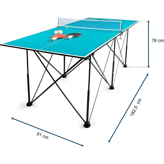 Складаний стіл для тенісу Leomark синій - портативний, з аксесуарами