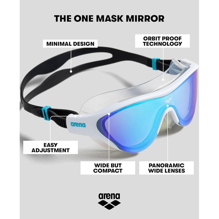 Окуляри для плавання ARENA Unisex The One Mask Mirror (упаковка з ук) NS СИНІЙ-БІЛИЙ-ЧОРНИЙ