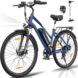 Велосипед 36В 15Ач, 250Вт, 45-100км (синій), 27 E-Bike 28