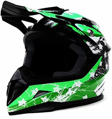 Мотокросовий мотоциклетний шолом Downhill Fullface Шолом - Yema YM-211 Cross DH Enduro Quad Mountain Bike BMX Шолом ECE для дітей-S Green S