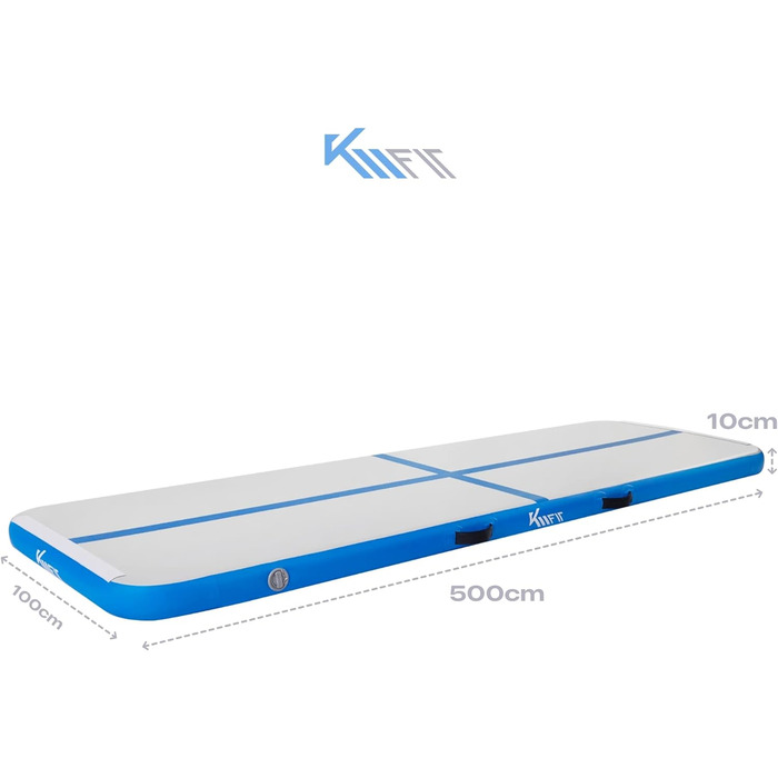 Килимок KM KM Fit Airtrack висотою 10 см Килимок для перекидання 3/4/5 м Надувний килимок для фітнесу Гімнастичний килимок в т.ч. Сумка для перенесення, електр. Набір повітряних насосів і фліків Стійкість до ультрафіолетового випромінювання Килимок для гі