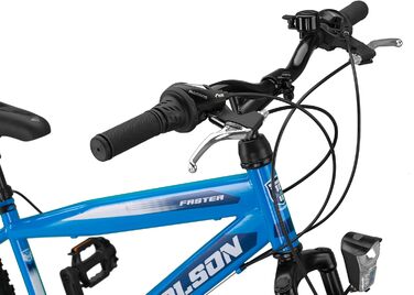 Дюймовий гірський велосипед Talson з 21-швидкісним Shimano, вилковою підвіскою та фарами синього кольору, 26-