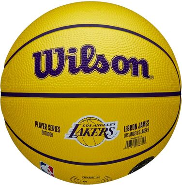 Баскетбол на відкритому повітрі WILSON NBA Player Icon - розмір 7 - 74,9 см і міні-розмір (3, Лос-Анджелес Лейкерс)