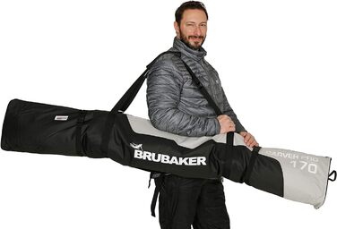 Лижна сумка Carver PRO BRUBAKER Skibag - 5 кольорів - 170 см або - М'яка лижна сумка із застібкою на блискавці (Black/Silver, 190 см)