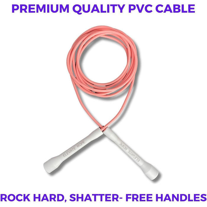 Скакалка Elevate Speed Rope MAX, професійна, міцний ПВХ з нейлоновим осердям, 5 мм, довжина до 3 м, посилені ручки