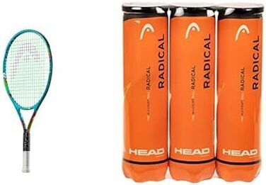 Ракетка для тенісу Head Novak 25, синя, Grip 05, 8-10 років (Зв'язка з тенісним м'ячем (3 х 4 шт. и))