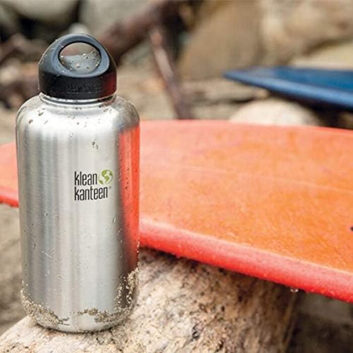 Широка пляшка для води Klean Kanteen з широкою петлею з матової нержавіючої сталі (1900 мл)