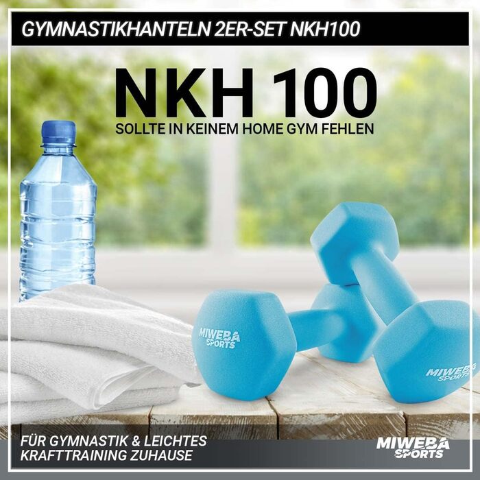 Набір гантелей Miweba Sports NKH100 бірюзові 2х8 кг 0,5-10 кг