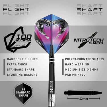 Дротики RED DRAGON Peter Wright Snakebite Euro 11, 20г або 24г, вольфрамові, з оперенням і шафтами