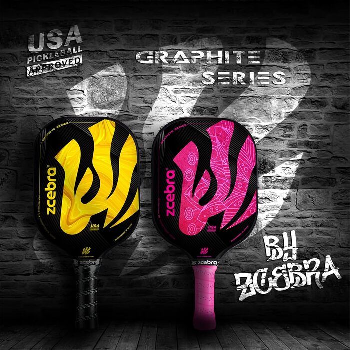 Ракетка ZCEBRA Pickleball Graphite - ракетка з вуглецевого волокна, поліпропіленова, неопренова сумка Pink Edition