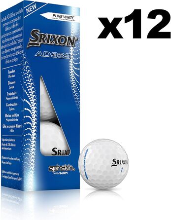 М'яч для гольфу Srixon AD333, білий, 12 шт, чоловічий