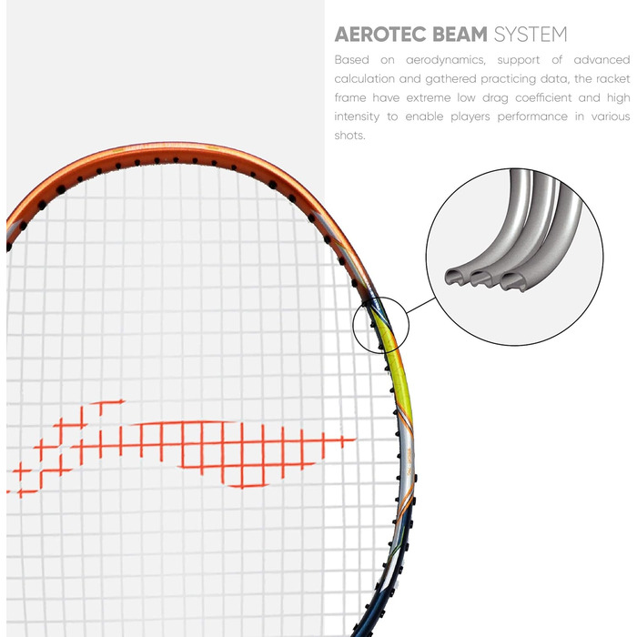 Ракетка Li-Ning G-Force Superlite 3600, струна, рукав (синій/мідний)